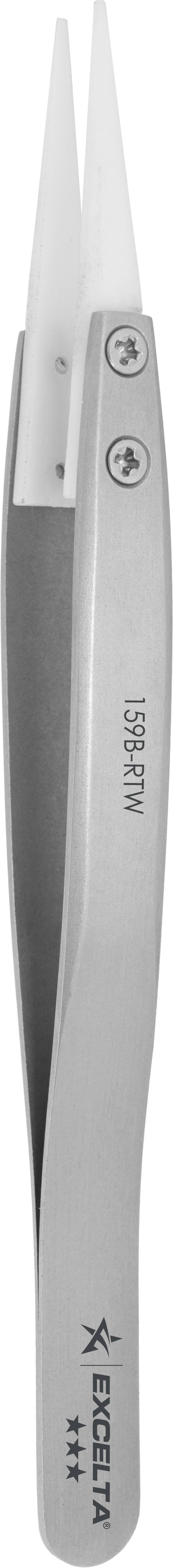 EXCELTA - 159B-RTW, Tweezers, Replaceable Acetal 0.04"x0.038" Tip, Straight, 5" OAL