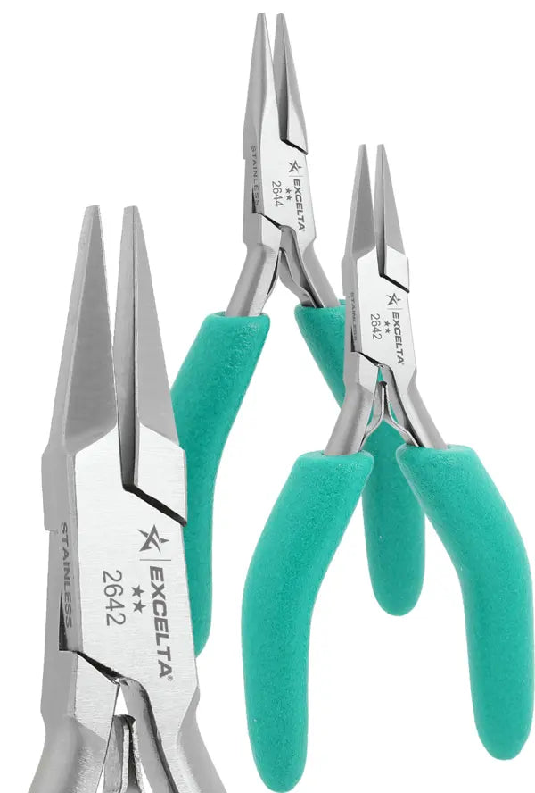 EXCELTA - 2644 Pliers, Small Chain Nose, 0.906" Jaw, 4.75" OAL, Stainless Steel