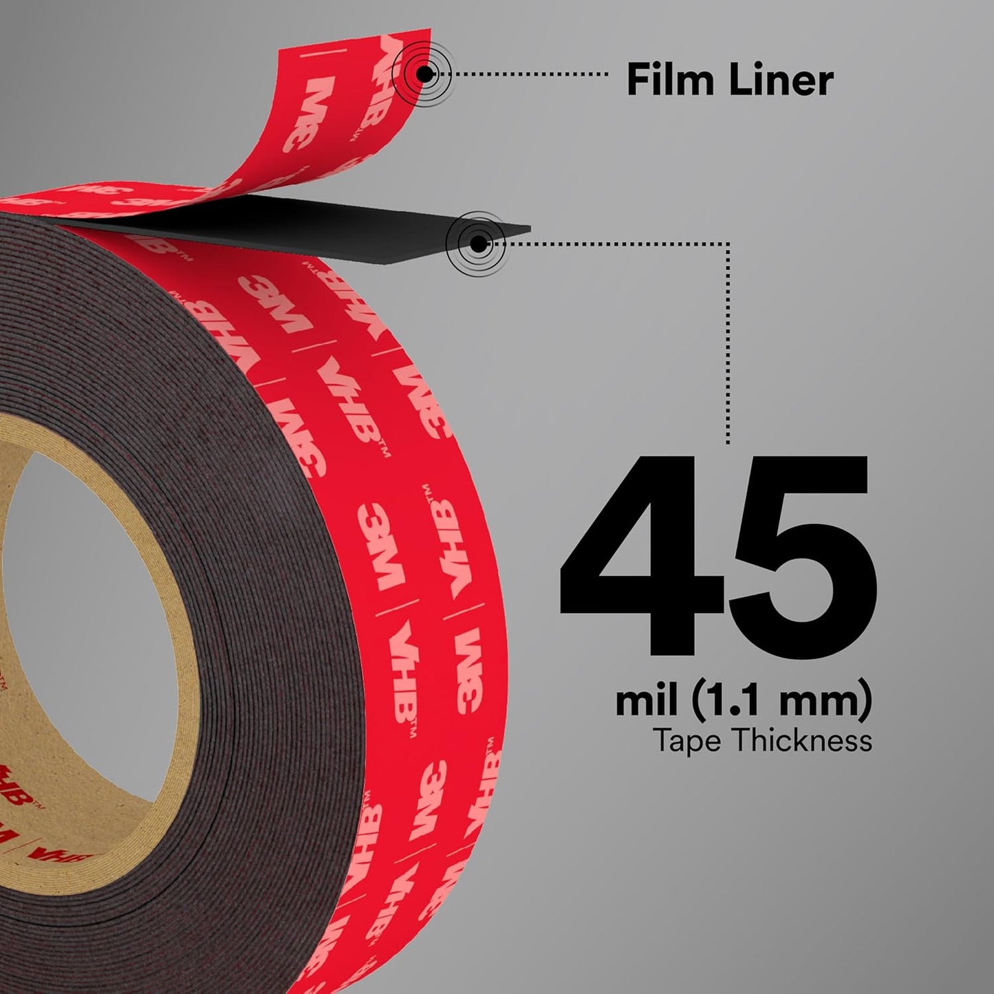VHB™ - 3M Acrylic Foam Tape 5952, Black, 1 in x 36 yd, 45 mil, 1 Roll