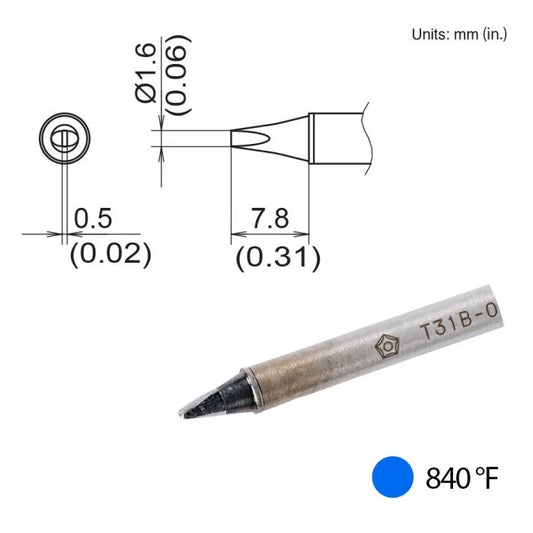 Hakko T31B-01D16 Chisel Tip, 1.6mm 840F