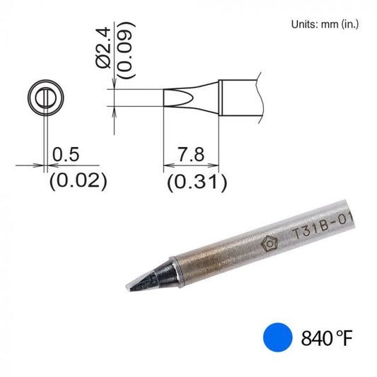 Hakko T31B-01D24 Chisel Tip, 2.4mm 840F