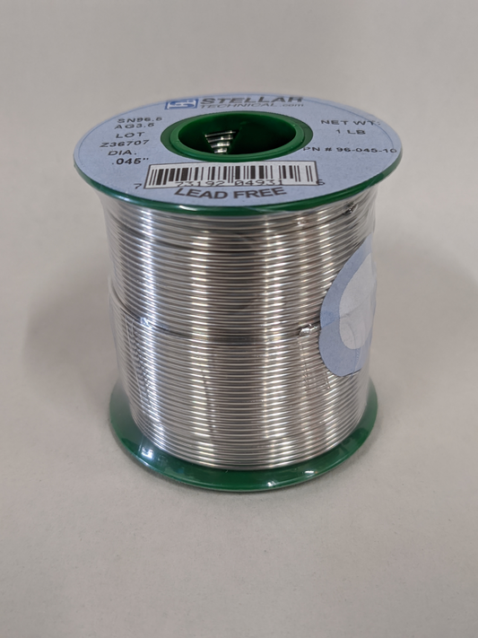 96.5Sn/3.5Ag Tin/Silver Solid Wire Solder, Lead-Free, .045" Diameter on 1 LB Spool