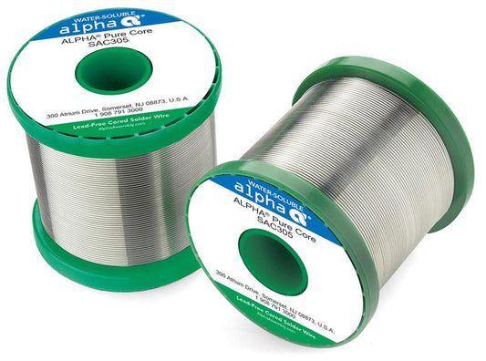 Alpha 144118, SAC305 Lead-Free PureCore Water-Soluble .020" Diameter Solder Wire, 1 LB Spool