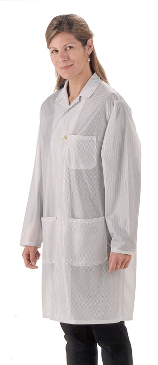 Tech Wear LOC-13 Knee-Length White ESD Lab Coat, Small