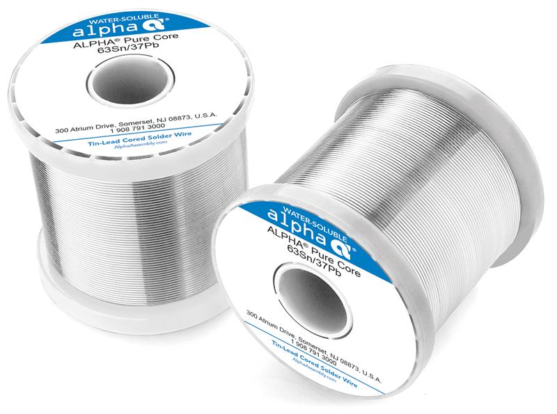 Alpha 110336, Sn63/Pb37 PureCore Water-Soluble .015" Diameter Solder Wire, 1 LB Spool