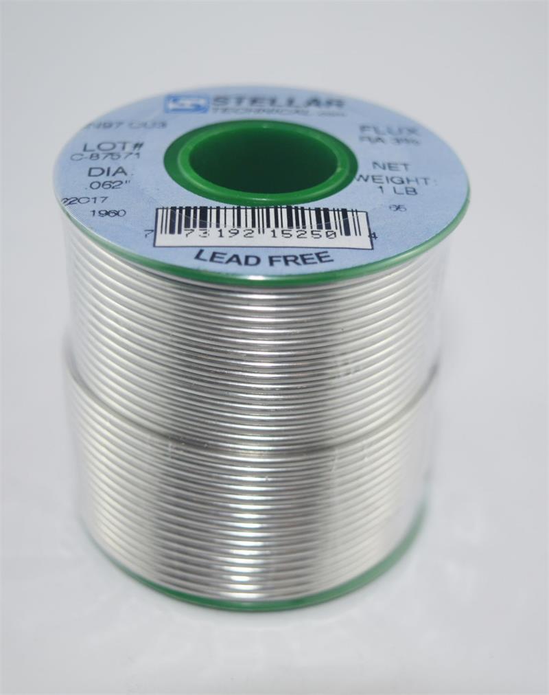 97/3Cu Lead-Free Rosin Core .062" Diameter Solder Wire, 1 LB Spool