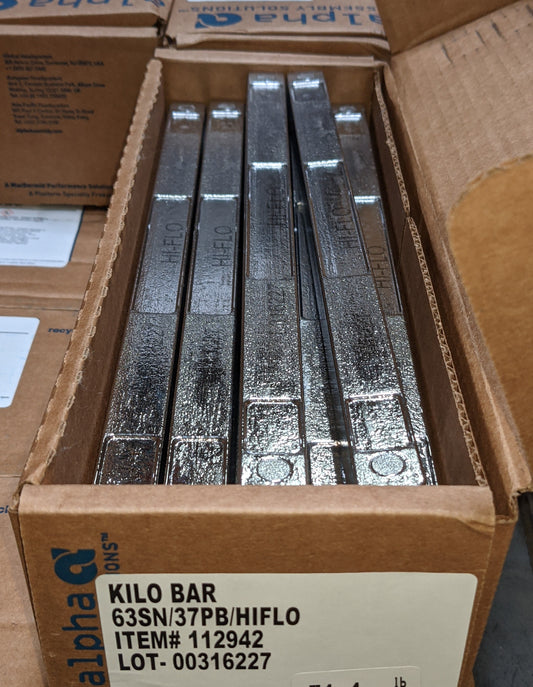 Alpha Sn63/Pb37 Tin/Lead "HI-FLO" Wave Solder Bar, 50 LB Case