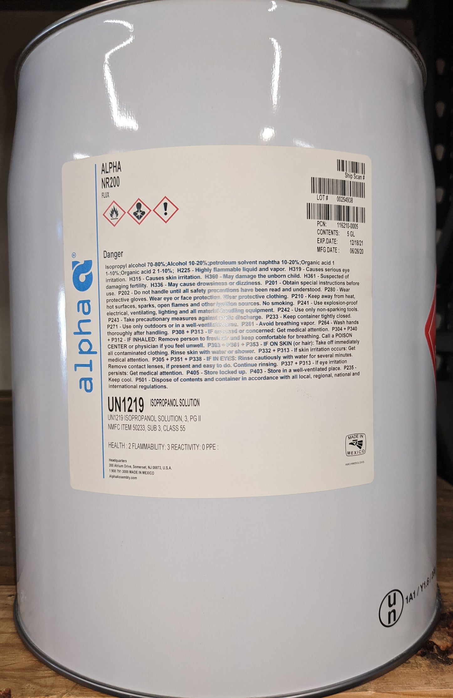 Alpha 116210-0005, NR200 No-Clean Soldering Flux - 5 Gal Pail