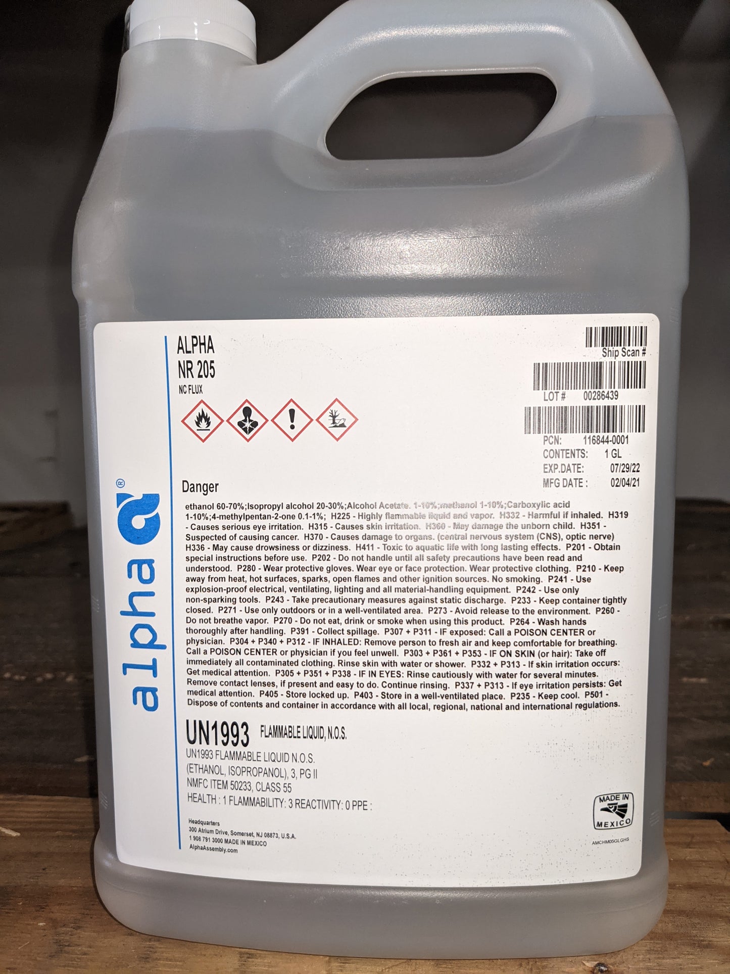 Alpha 116844-0001, NR205 No-Clean Soldering Flux, 1 Gallon Pail