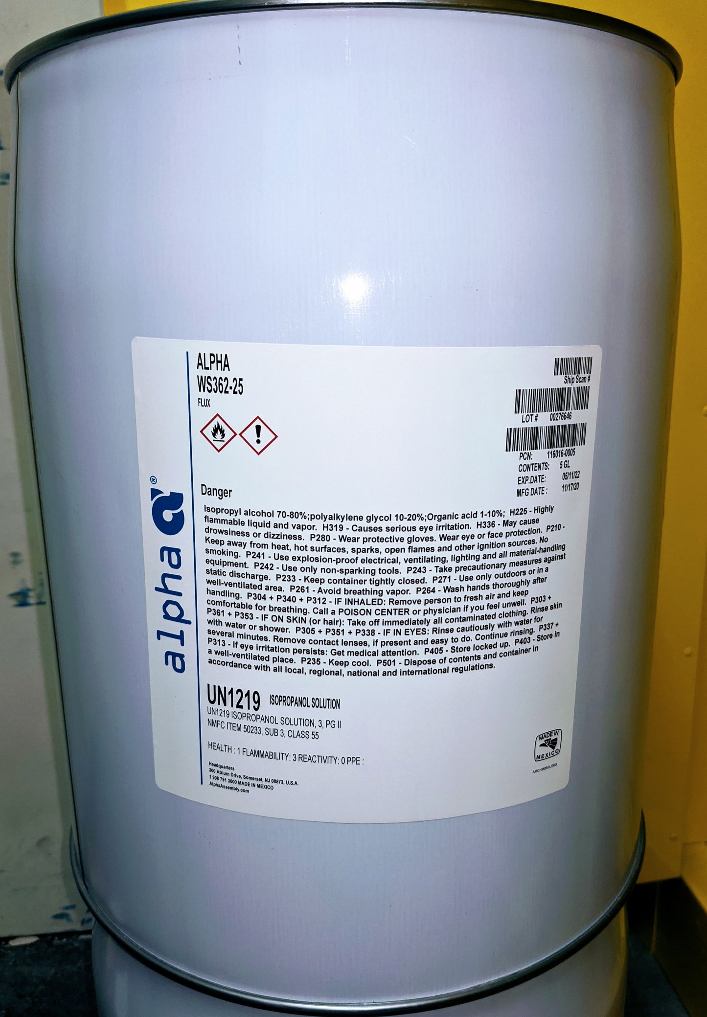 Alpha 116016-0005, WS362-25 Halide-Free Water-Soluble Wave Solder Flux - 5 Gal Pail