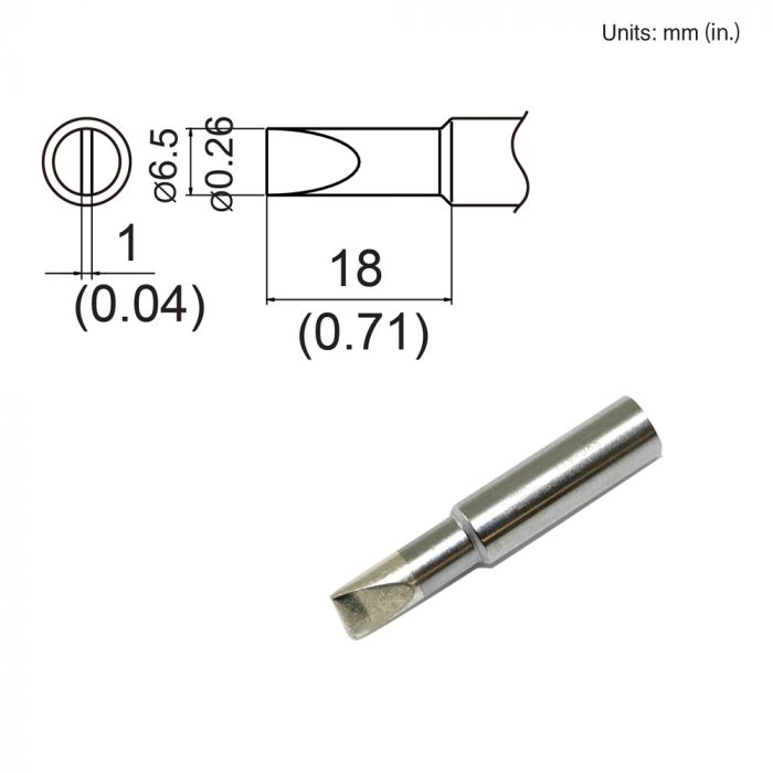 Hakko Tip T19-D65 Soldering Tip, Chisel 6.5mm (1/4")