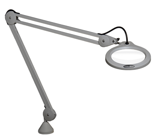 Vision-Luxo LFG028214 LFM LED G2 Magnifier Light, 3-Diopter Lens, 45" Clamp Arm, Light Grey