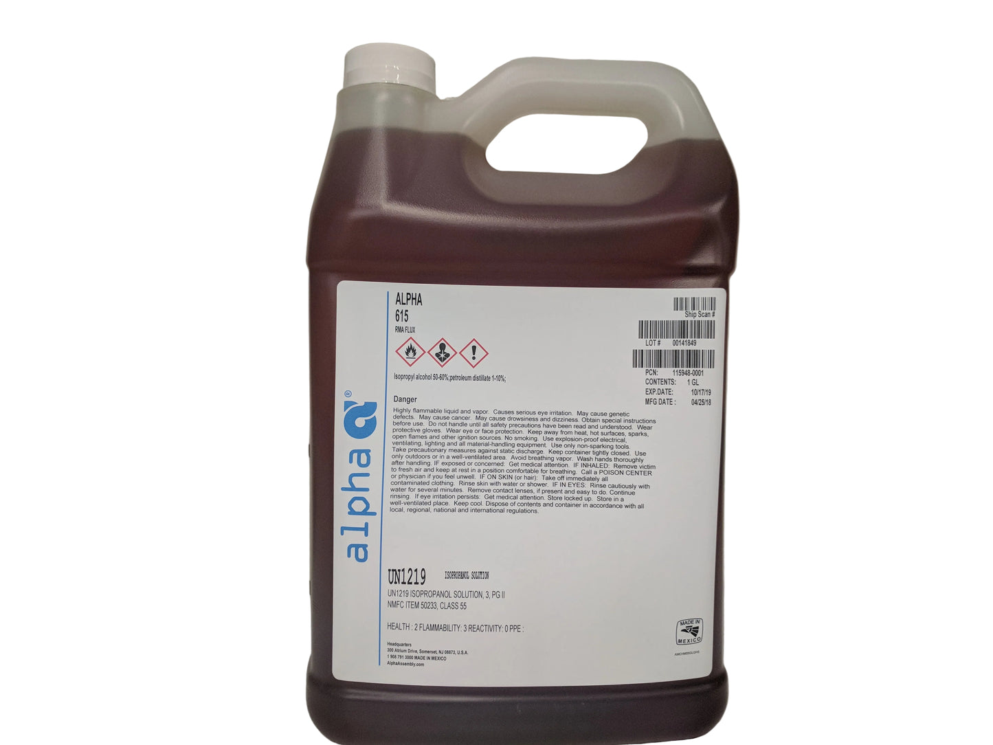 Alpha Metals 115948-0001, 615 RMA Mil Flux - 1 gal pail