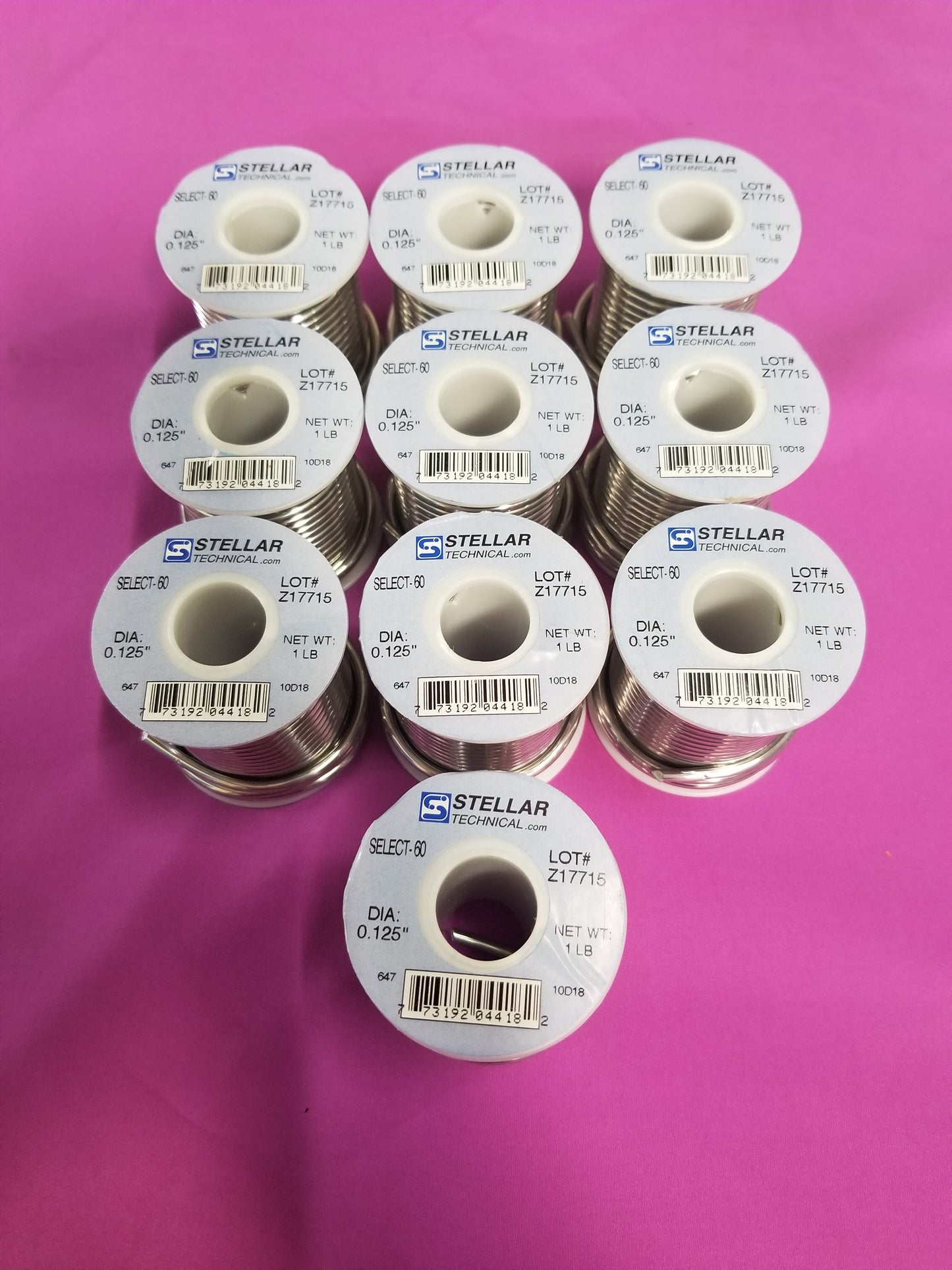 60/40 Select .125" Diameter Premium Solid Solder Wire, 10-Pack of 1-lb. Spools