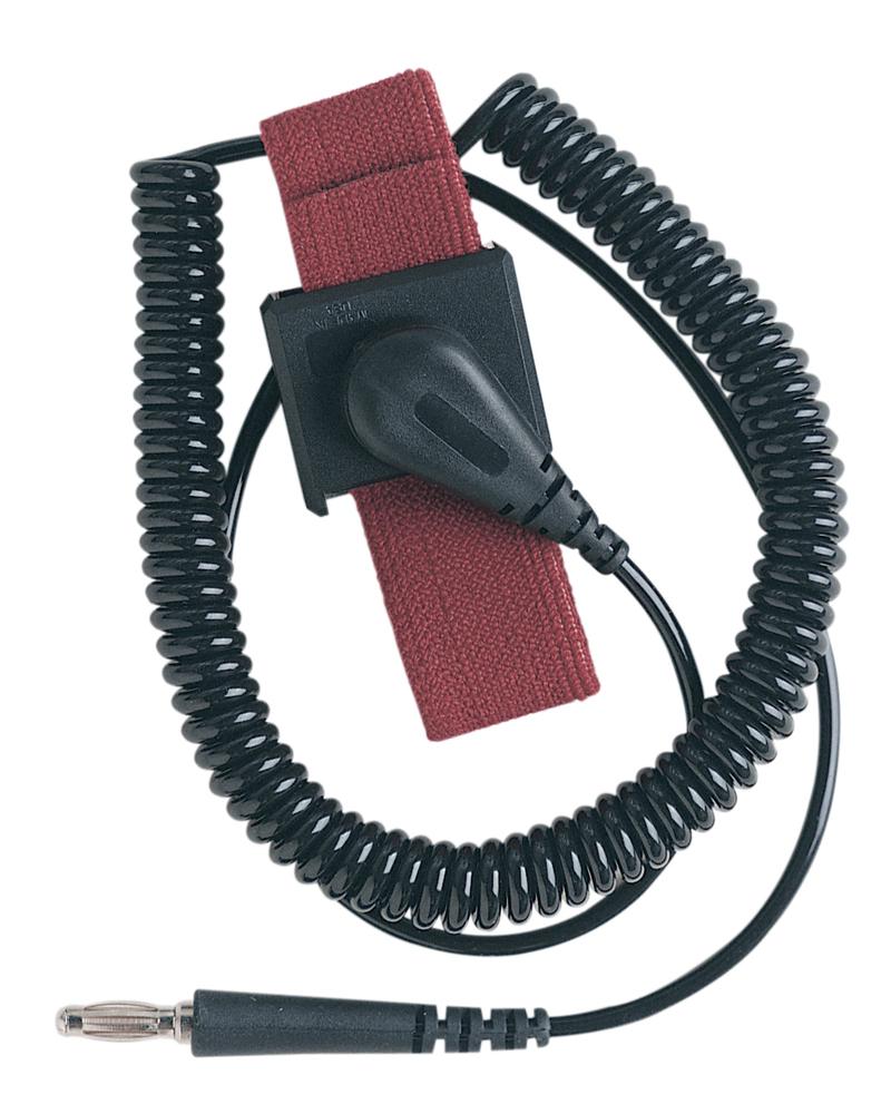 Desco 09039 Adjustable Maroon ESD Wrist Strap Set with 6' Coil Cord