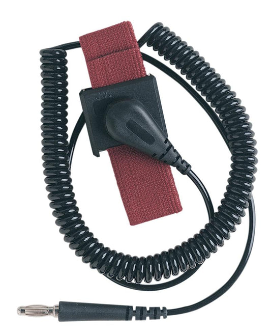 Desco 09039 Adjustable Maroon ESD Wrist Strap Set with 6' Coil Cord
