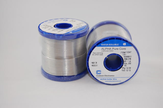 Alpha 110347, Sn63/Pb37 PureCore Water-Soluble .032" Diameter Solder Wire, 1 LB Spool