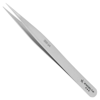 EXCELTA - 000-SA, Tweezers, 3-Star, Straight, Strong Medium Point, Anti-Mag. SS, Radius Tips, 4.75"OAL
