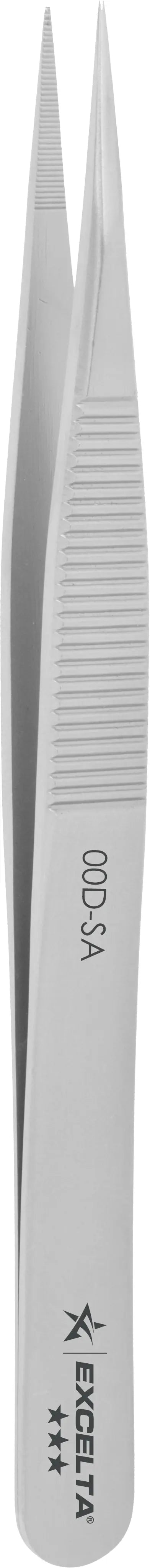 EXCELTA - 00D-SA, Tweezers, 3-Star, Straight, Strong Medium Point Anti-Mag. SS, Serrated Tips, 4.75"L
