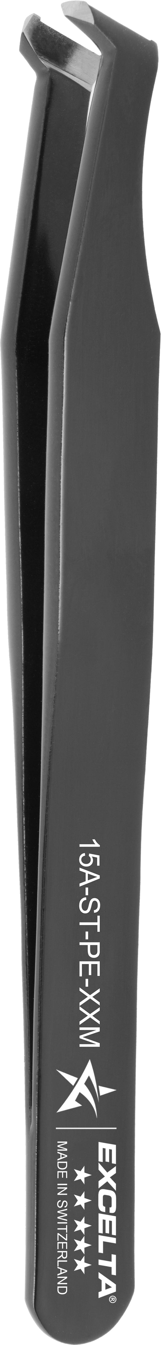EXCELTA, 15A-ST-PE-34M Tweezers, Stripping 34 AWG, Angulated, Carbon Steel, Magnet Wire, 4.5" OAL