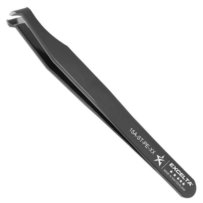 EXCELTA - 15A-ST-PE-36, Tweezers, Stripping 36 AWG, Angulated, Carbon Steel, 4.5" OAL