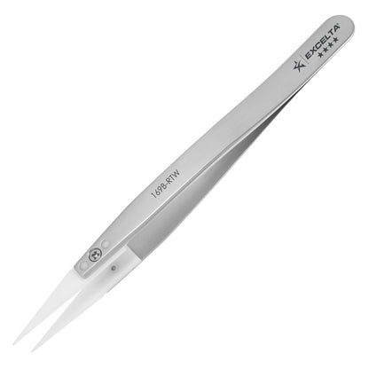 Excelta 169B-RTW Tweezers, 0.040" Wide Replaceable Tip, Straight, Acetal Tips, 5" OAL