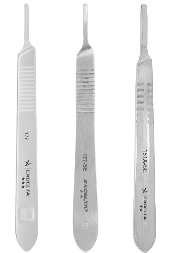 EXCELTA - 177-SE, Scalpel Handle, 1-Star, Straight, SS, Ergonomic, 5.5" OAL