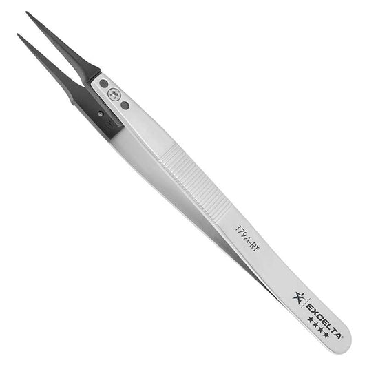 EXCELTA - 179A-RT, Tweezers, Replaceable Copolymer 0.02"x0.01" Tip, Straight, 5.125" OAL