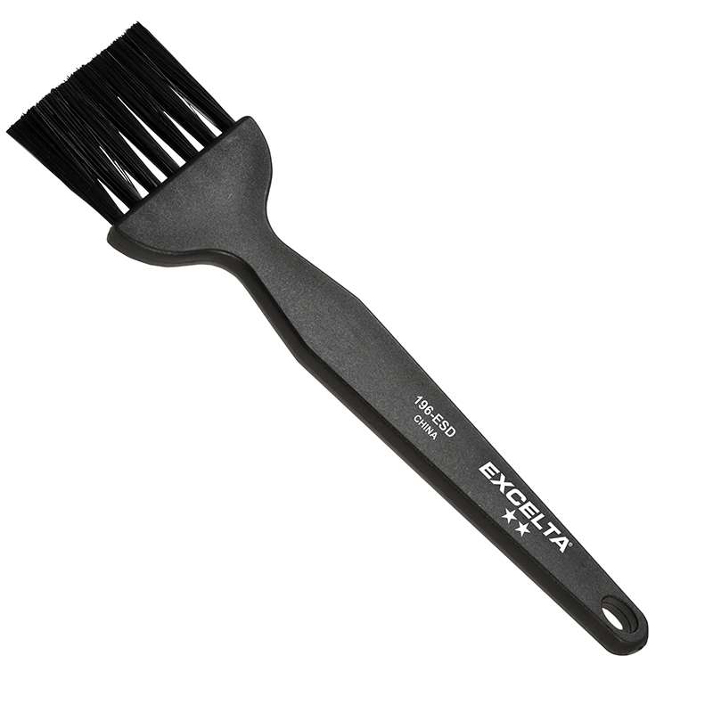 EXCELTA - 196-ESD, ESD Brush, Anti-Static, Straight, 1.5" x 0.13" Plastic Handle, 5.75" OAL