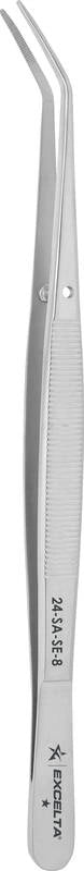 EXCELTA - 24-SA-SE, Tweezers, 1-Star, Angulated Strong Point, Anti-Mag. SS, Serrated, 6" OAL