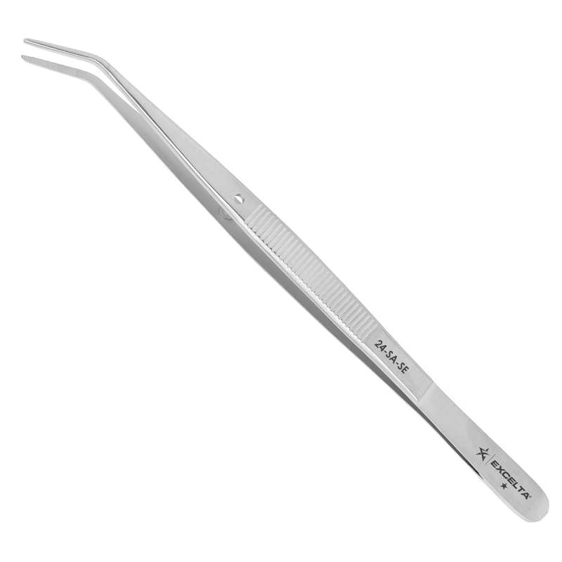 EXCELTA - 24-SA-SE, Tweezers, 1-Star, Angulated Strong Point, Anti-Mag. SS, Serrated, 6" OAL