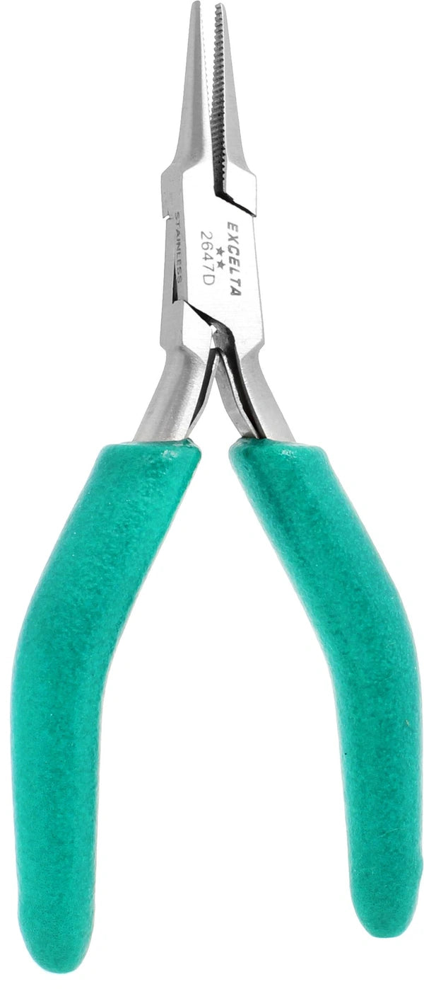 EXCELTA - 2647D Pliers, Small Needle Nose, Serrated, 0.906" Jaw, 4.75" OAL, Stainless Steel