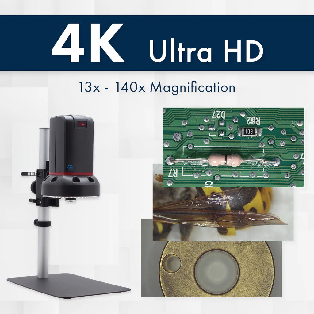 Aven 26700-424 Digital Microscope Cyclops 4K Ultra HD HDMI + USB [13x to 140x] with 4x Lens