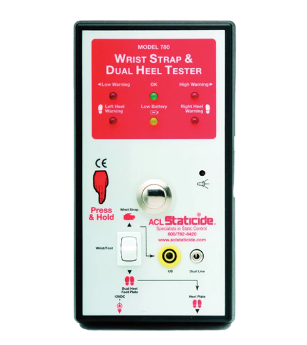 Staticide® 781 Wrist Strap & Dual Heel Tester - Includes tester, footplate, stand, and calibration certificate
