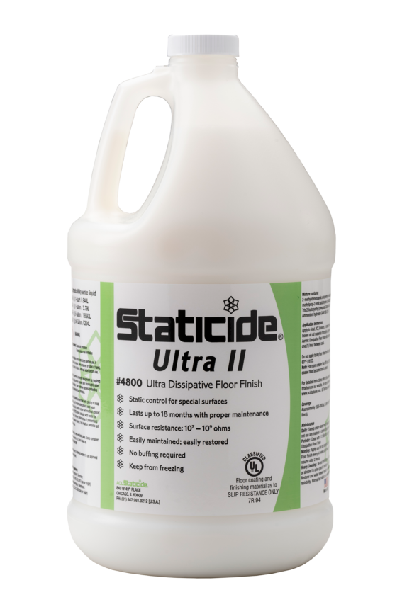 Staticide® 4800-1 Ultra II Dissipative Floor Finish for Any Static Control Environment, 1 Gal., Case of 4