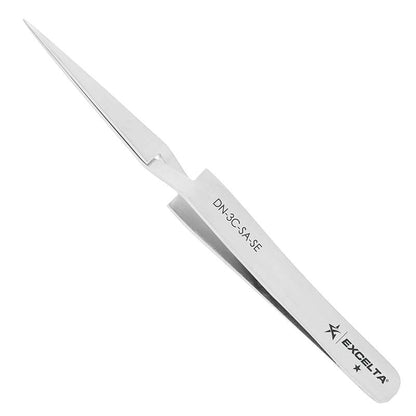 EXCELTA - DN-3C-SA-SE, Tweezers, Straight, Fine Point, Reverse Action, Anti-Mag. SS, 4.25" OAL