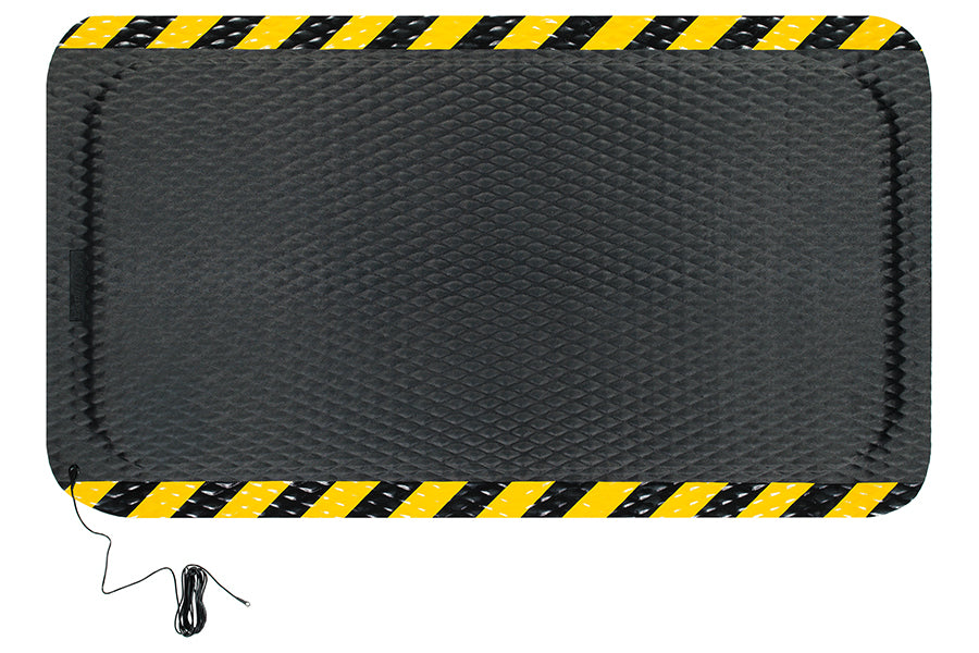 M+A Matting 4511 Electrically Conductive Indoor Mats with Snap & Ground Wire 5/8" Thick with Yellow Stripe Border