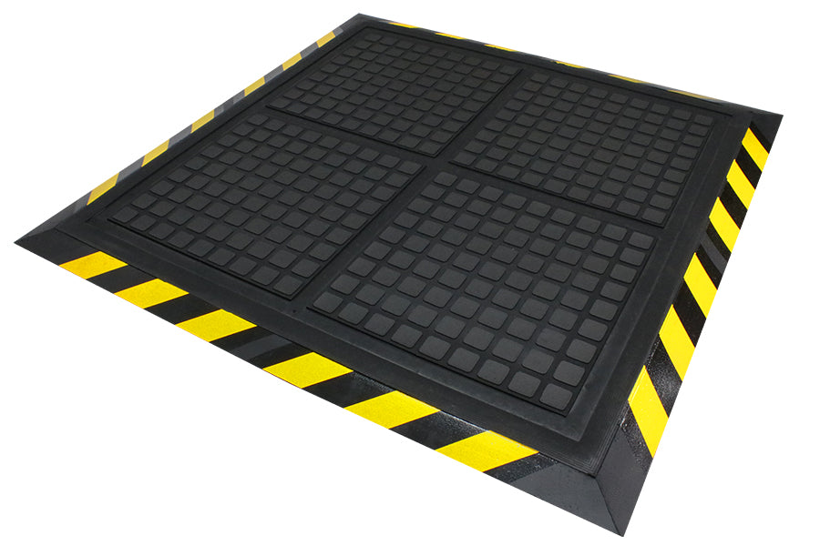 M+A Matting Hog Heaven Drainable Workstation Mat - 44" x 44" - 4493 Black Border, 4494 Yellow Border 44" x 44"
