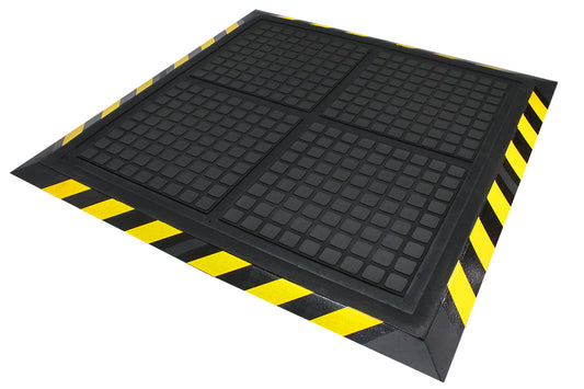 M+A Matting Hog Heaven Drainable Workstation Mat - 44" x 44" - 4493 Black Border, 4494 Yellow Border 44" x 44"