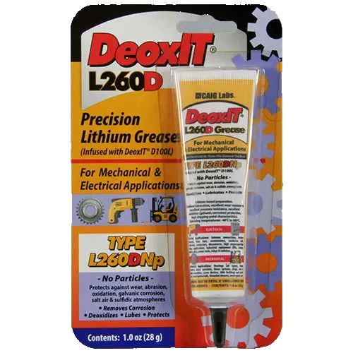 CAIG DeoxIT® L260-DN1 PLUS Grease, Infused with DeoxIT® Dx100L,  No particles, 28 gram, squeeze tube
