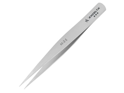 EXCELTA - M-3-S, Tweezers, Mini Straight, Very Fine Point, SS, 2.75" OAL, Mini Series