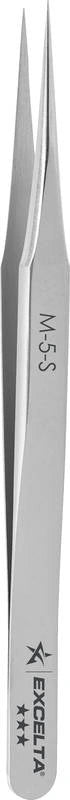 EXCELTA - M-5-S, Tweezers, Mini Straight, Tapered Ultra Fine Point, SS, 2.75" OAL, Mini Series