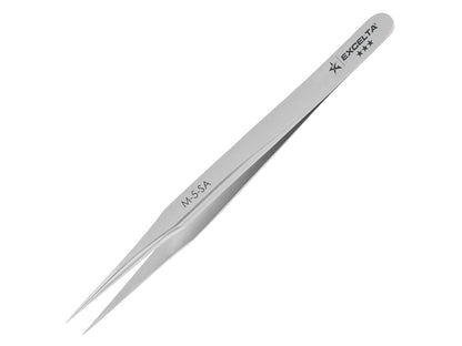 EXCELTA - M-5-SA, Tweezers, Straight, Tapered Ultra Fine Point, Anti-Mag. SS, 3.13" OAL, Mini Series