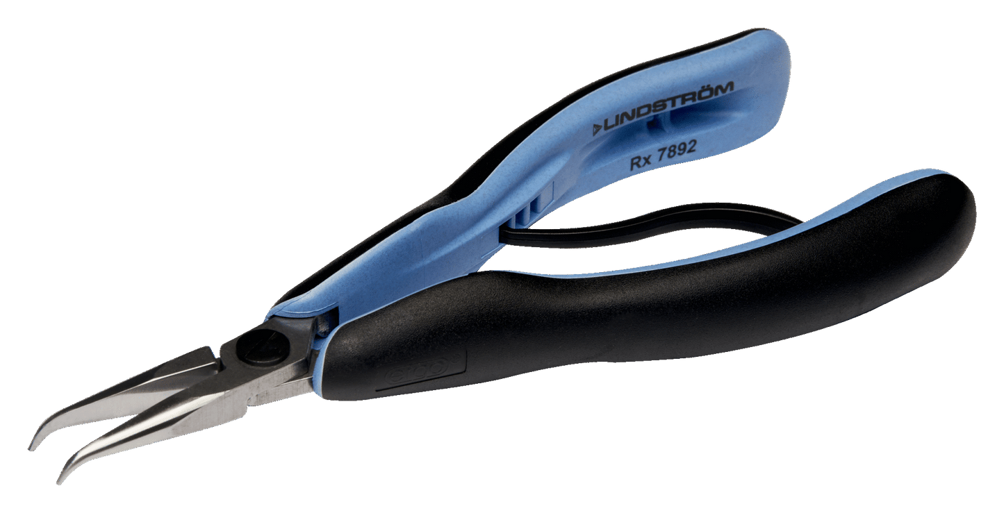 Lindström ERGO™ 60° Bent Tip Snipe Nose Pliers with Dual-Component Synthetic Handle RX 7892