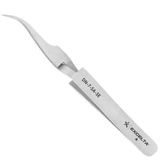 EXCELTA - DN-7-SA-SE, Tweezers, Curved Fine Point, Reverse Action, Anti-Mag. SS, 4.5" OAL