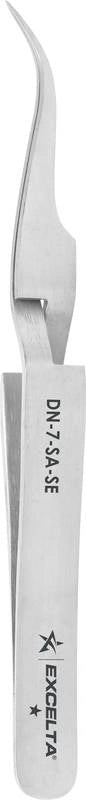 EXCELTA - DN-7-SA-SE, Tweezers, Curved Fine Point, Reverse Action, Anti-Mag. SS, 4.5" OAL