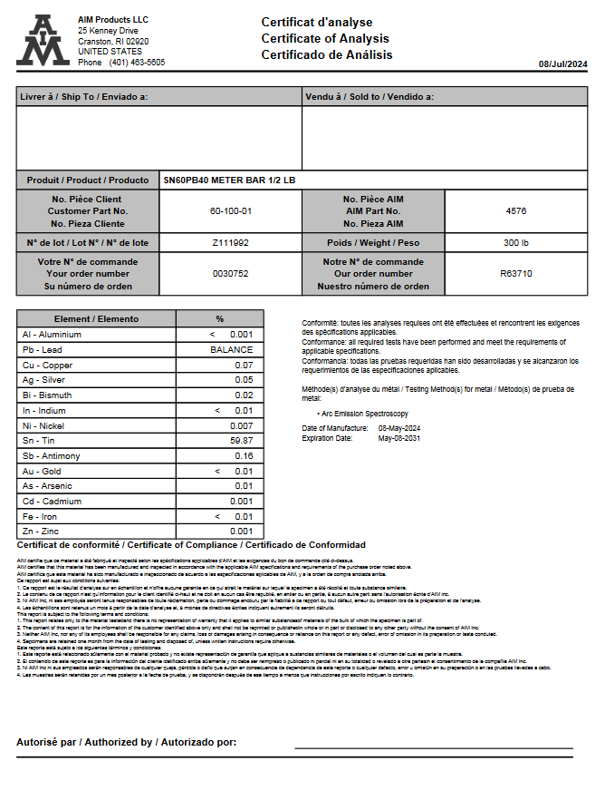 Solder Analysis - Lab Test on Tin/Lead Alloys | Stellar Technical Products