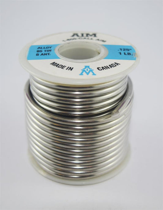 Sn95/Sb5 Lead-Free .125" Diameter Solid Solder Wire, 1 LB Spool