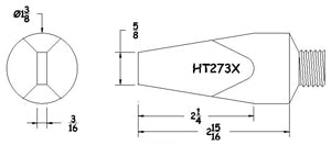 Hexacon HT273X Threaded Soldering Tip, 1-3/8" Diameter