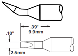 Metcal STTC-136 Chisel Solder Tip Cartridge, 2.5mm (0.1")